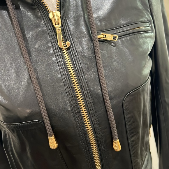 Juicy Couture 100% Genuine Soft Leather Hooded black jacket - Picture 4 of 9